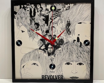 The Beatles – Revolver (ca. 1966) Framed Upcycled Record Album Wall Clock – Glow in the Dark Collectible
