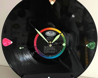 Beatles '65 Vinyl Record Wall Clock: Upcycled 1964 Memorabilia