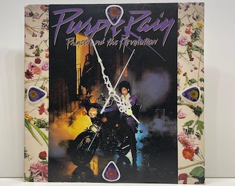 Prince Purple Rain (1984) Upcycled Record Album Wall Clock Glow in the Dark