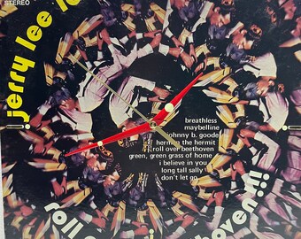Jerry Lee Lewis Roll Over Beethoven Original Up-Cycled Record Jacket Wall Clock