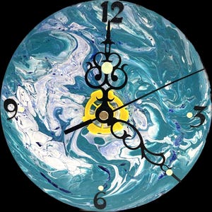 Hand-Painted Vinyl Record Clock: Upcycled Music Memorabilia, Glows in the Dark