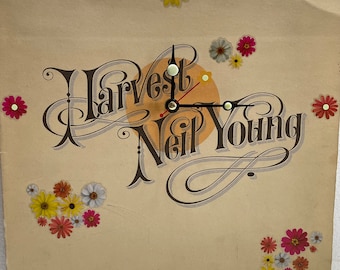 Neil Young - Harvest ca 1972 Original Record Album Up-Cycled Wall Clock