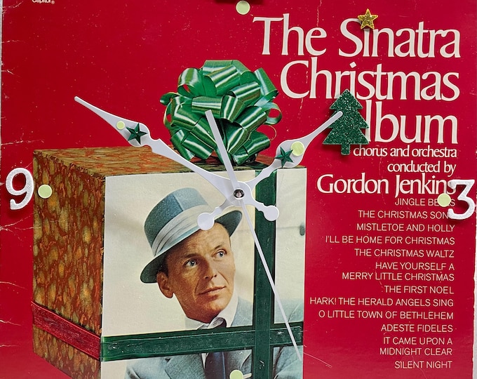 Featured listing image: Frank Sinatra The Sinatra Christmas Album Upcycled Wall Clock 1969 Capital Records