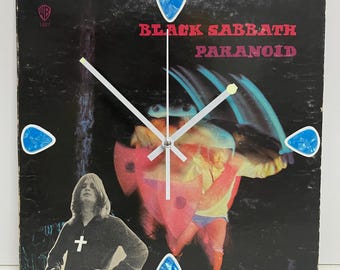 Black Sabbath Paranoid (1970) Upcycled Record Album Wall Clock – Glow in the Dark Collectible