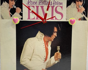 Elvis Presley Love Letters From Elvis Original Up-Cycled Record Album Wall Clock ca. 1971