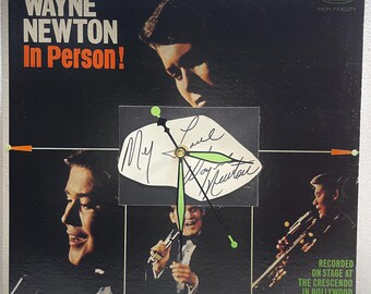 Wayne Newton In Person! Original Up-Cycled Record Jacket Wall Clock ca. 1964 PLUS Autograph