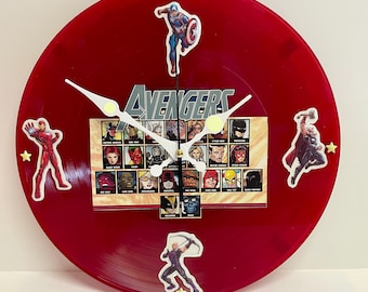 Marvel Avengers Comic-Record Clock™ Red Vinyl LED/Glow | Superhero Wall Art Collectible