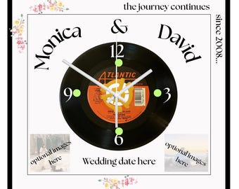 Personalized Wedding Gift – Custom Vintage 45 RPM Framed Vinyl Record Keepsake Wall Clock