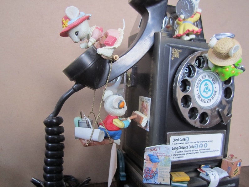 Vintage Enesco Pay Phone Music Box With Moving Mice Etsy