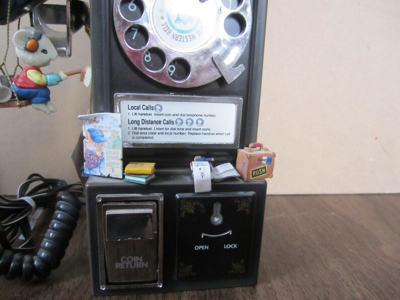 Vintage Enesco Pay Phone Music Box With Moving Mice Etsy
