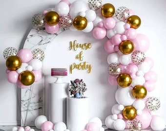 108pcs Pink White Metallic Gold Balloon Garland Kit |  Baby Shower Birthday Wedding Anniversary Party Decorations