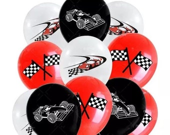 12PCS Racing Car Balloons Party Supplies Formula 1 Chessboard Flag Latex Balloons Birthday Party Decorations