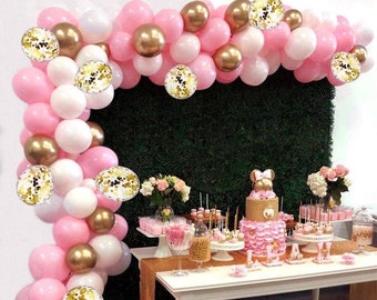 123pcs  Pink White Metallic Gold DIY Balloon Garland Kit | Baby Shower Birthday Wedding Party Decorations