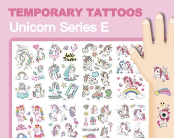 Kids Temporary Tattoos Unicorn Pack | Rainbow Unicorn Washable Tattoo Sticker for Kids Birthday Party Favours