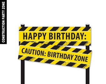 Construction Trucks Birthday Cake Topper | Builder Theme Party Zone Cake Topper | Kids Birthday Party Decorations
