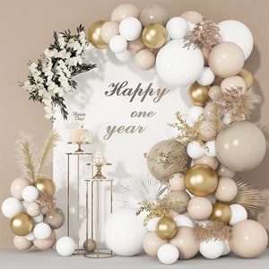 126pcs Retro Balloon Garland Arch Kit | Premium White Cream Sand Gold Balloons | Baby Shower Wedding Birthday Party Decorations