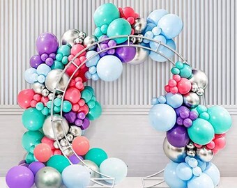 140pcs Purple Blue Silver Balloon Garland Arch Kit | Purple Tiffany Blue Silver Pink Balloons for Baby Shower Birthday Party Decorations