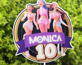 Personalised Kpop Girls Waterclour Birthday Cake Topper | Custom Name & Age | Girls Birthday Party Decoration
