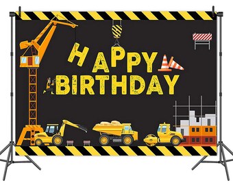 210cm x 150cm Construction Truck Banner Backdrop Dump Truck Party Supplies Kids Birthday Party Photography Background Decoration
