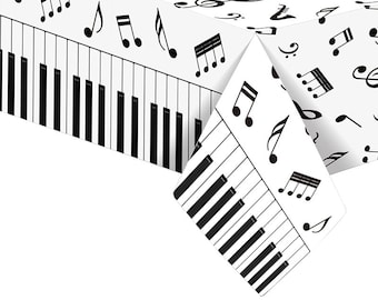 130cm x 220cm Musical Notes Table Cover Music Theme Party Supplies Piano Keyboard Tablecloth Birthday Party Decorations