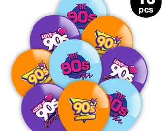 18PCS Back to 90's Balloons Party Supplies 90s Retro Theme Latex Balloons Birthday Decoration