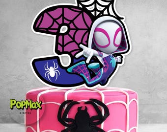 Ghost Spider Gwen 2nd 3rd 4th 5th Birthday Cake Topper | Kids Birthday Party Cake Decorations