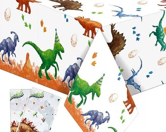 130cm x 220cm Dinosaur Table Cover Party Supplies Jungle Theme Watercolour Style Tablecloth Kids Children Birthday Party Decoration