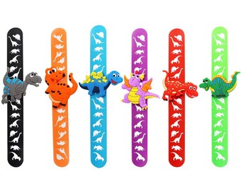 YiliYa 48 Pulseras Slap De Dinosaurio | Brazaletes De Juguete Para Fiestas Y Cumpleaños Infantiles
