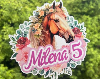 Personalised Horse My Pony Waterclour Birthday Cake Topper | Custom Name & Age | Girls Birthday Party Decoration