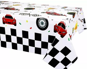 130CM X 220CM Racing Car Table Cover Party Supplies Traffic Light Tyre Trophy Tablecloth Kids Children Birthday Party Decoration