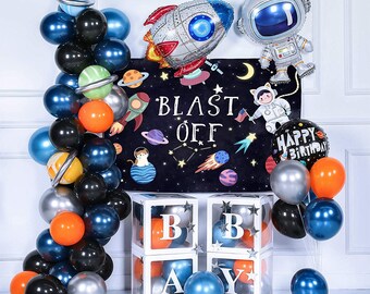 Outer Space Astronaut Balloon Garland Arch Kit | Universe Explorer Theme Party Decorations for Kids Birthday Baby Shower
