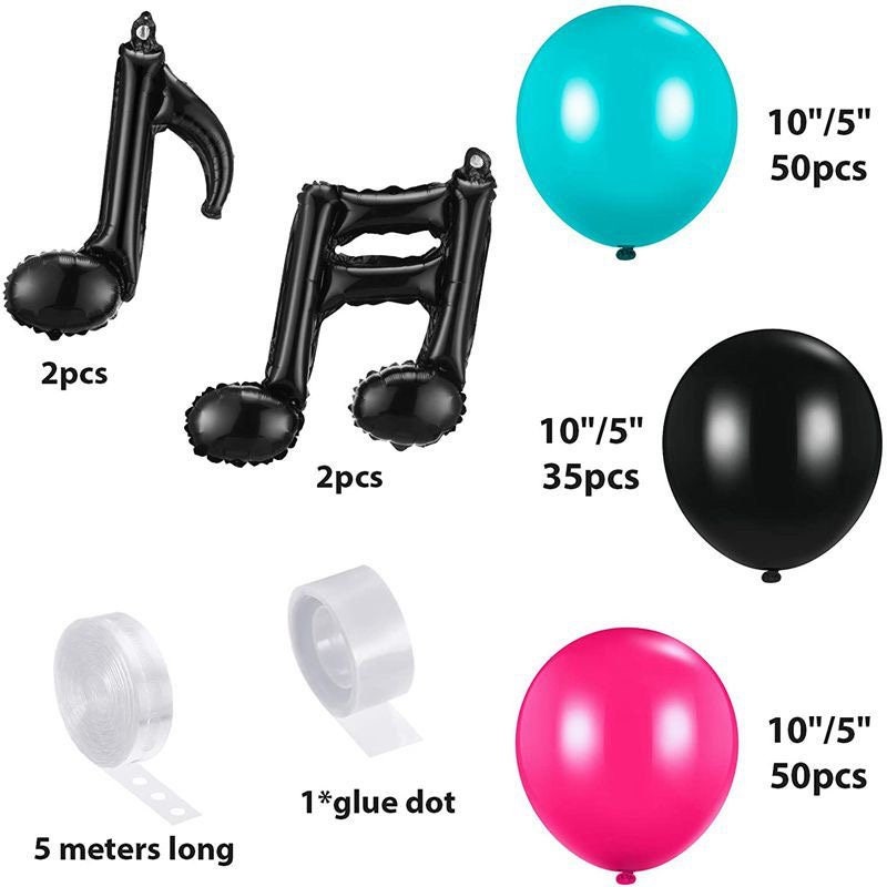 Onenote Balloon 139pcss Tiktok Music Theme Balloon Garland | Hot Pink Blue Black ...