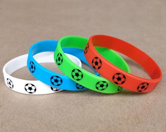 12/30pcs Soccer Silicone Bracelets | Football Sports Club Training Wristbands | Kids Birthday Party Favours