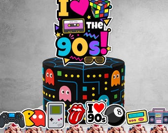 10pcs 90s Retro Theme Cake Topper Set | Back to the Future Theme Cake Decorations