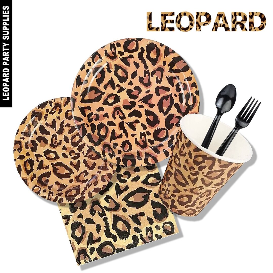 Leopard Print Disposable Party Tableware | Table Cover | Paper Plates ...