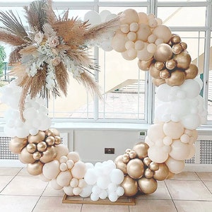 125pcs Sand White Metallic Gold Balloon Garland Arch Kit | Baby Shower Wedding Birthday Party Decorations