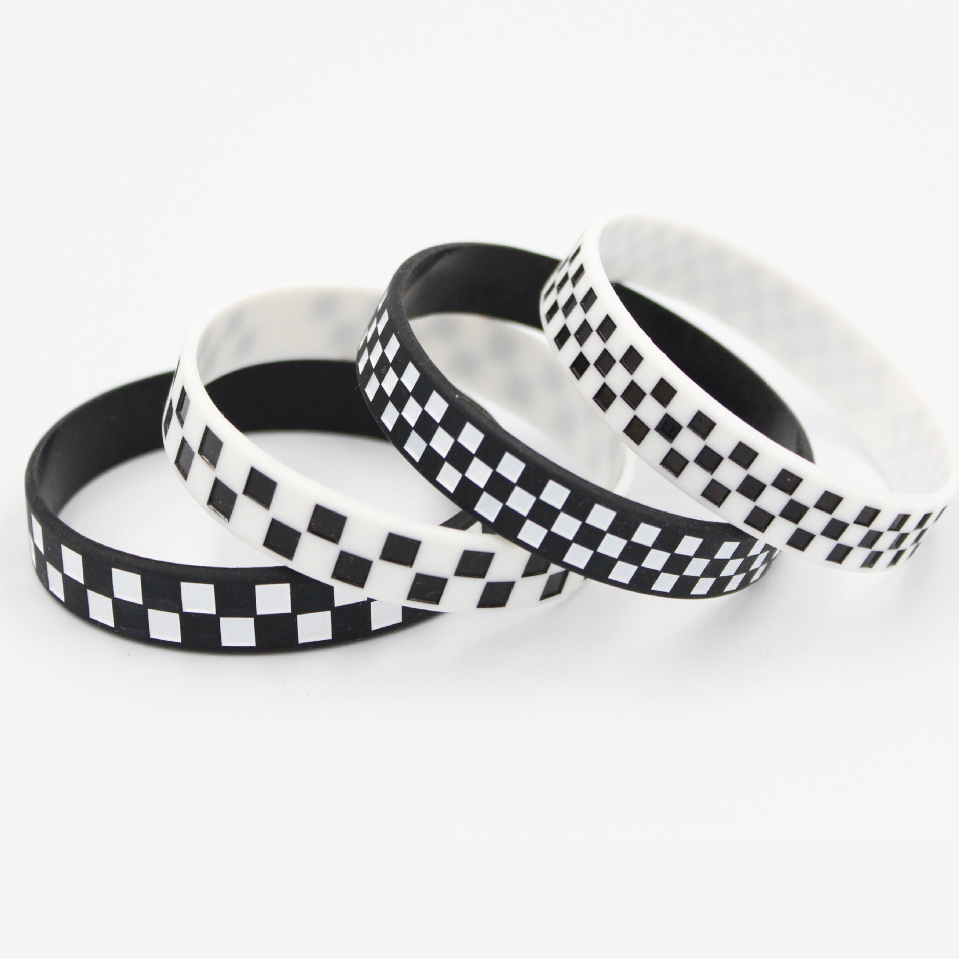 12pcs Black and White Checkered Rubber Bracelets Racing Car Formula 1 Theme Silicone Wristbands for Sports Club Kids Party Favour Etsy