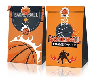 12pcs Basketball Party Loot Bags | 18pcs Stickers | Sport Theme Party Favour Bags