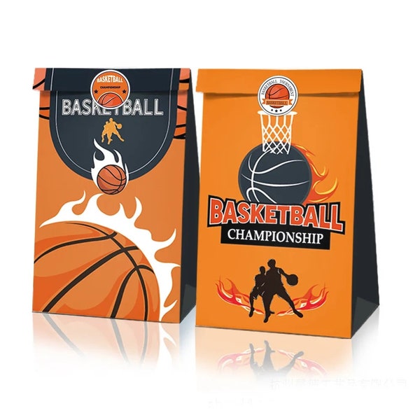 12pcs Basketball Party Loot Bags | 18pcs Stickers | Sport Theme Party Favour Bags