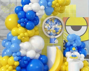 Blue Yellow White Balloon Garland Kit | Suitable for Minions Themed Birthday Party Decorations