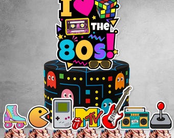 8pcs 80s Retro Theme Cake Topper Set | Back to the Future Theme Cake Decorations