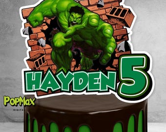Personalised Superhero Birthday Cake Topper | Custom Name & Age | Boys Birthday Party Decoration