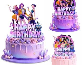 Kpop Girls Birthday Cake Topper | Handmade Cardstock Party Decoration