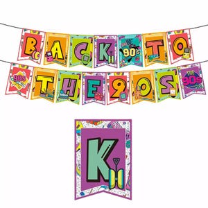Back to The 90&#39;s Party Banner 90&#39;s Theme Retro Party Supplies Birthday Party Decorations