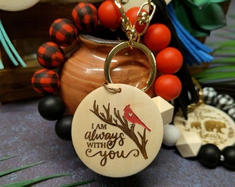 Memorial Cardinal Personalized Silicone Bangle Key Ring, Buffalo Plaid, Red Cardinal, Mama Bear