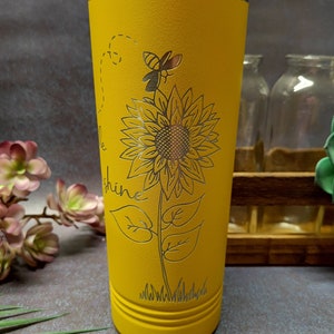 Personalized Engraved Tumbler, Sunflower Custom Tumbler Gift, Little Sunshine Tumbler, Personalized Gift, Bumble Bee Tumbler