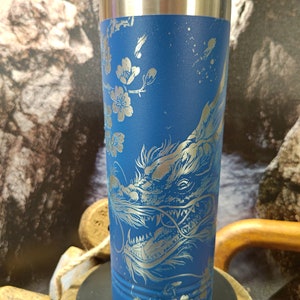 Chinese Dragon Tumbler, Flower Tumbler, Personalized Engraved Tumbler, Custom Tumbler,  Cool Gift, Cute Gift, Full Wrap Tumbler