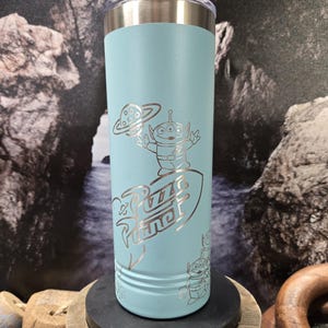 Pizza Planet Tumbler, Alien Tumbler, Personalized Engraved Tumbler, Custom Tumbler,  Cool Gift, Cute Gift, Full Wrap Tumbler, Boy Gift, Gift