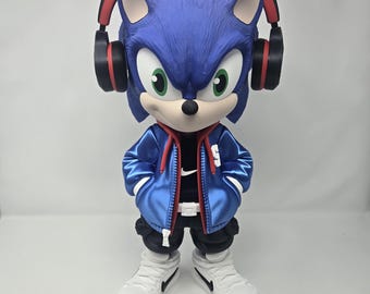 Figura de estilo urbano inspirada en Sonic / Estatua coleccionable grande impresa en 3D