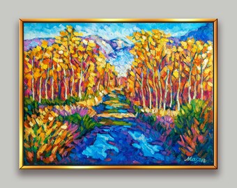 Autumn morning landscape painting Impressionist painting oil on canvas original oil painting wall art #18